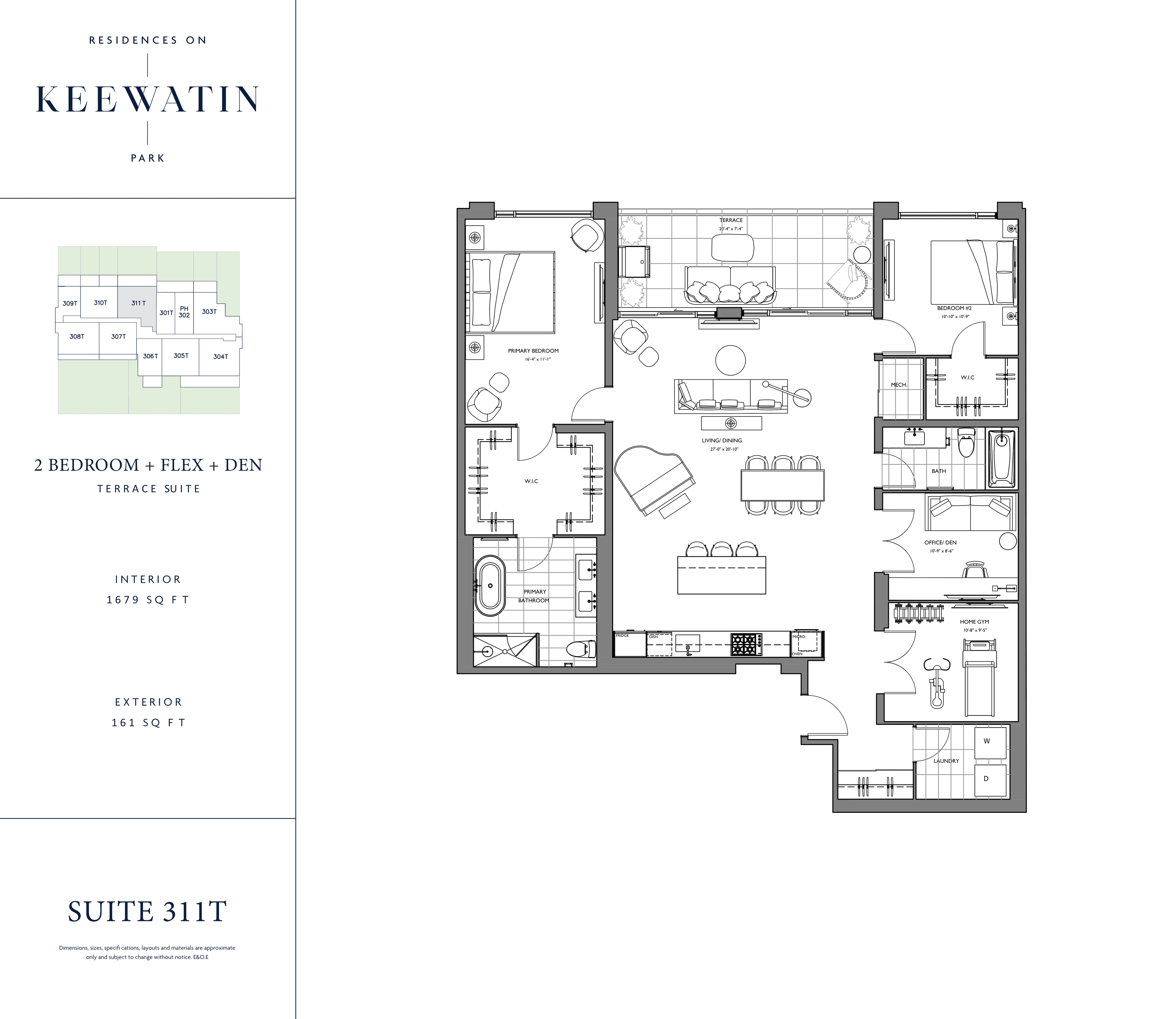 Suite 311T Floor Plan at Residences on Keewatin Park - 1679 sq.ft