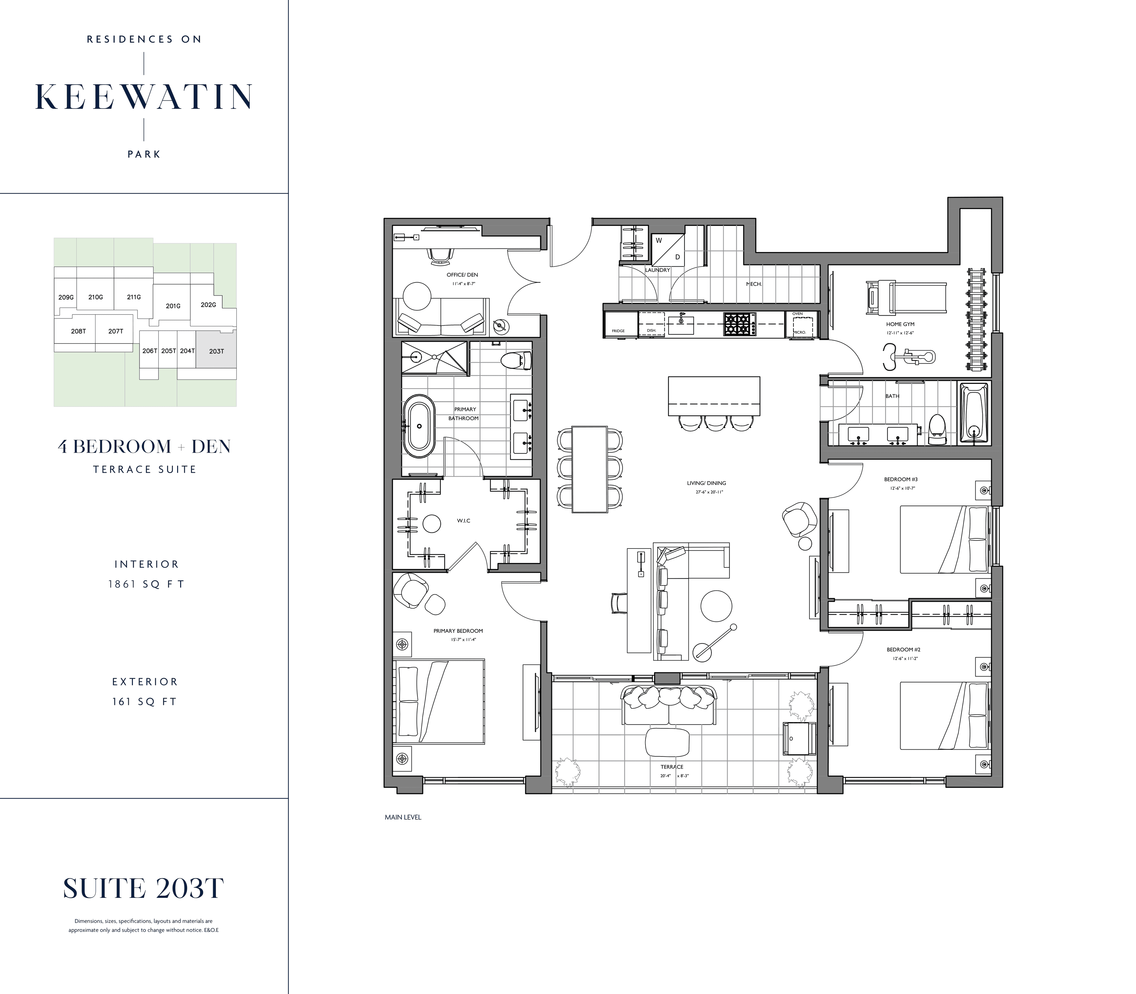 Suite 203T Floor Plan at Residences on Keewatin Park - 1861 sq.ft