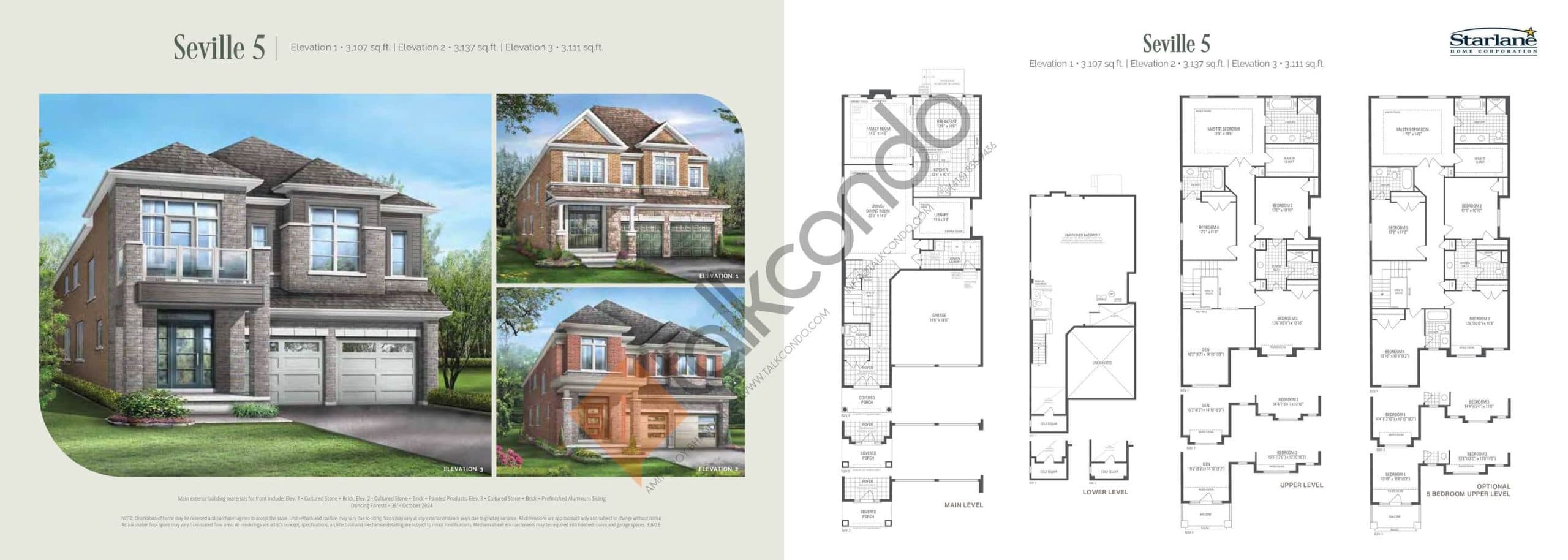 Seville 5 Floor Plan at Bayview Trail by Starlane Home Corporation - 3107 sq.ft