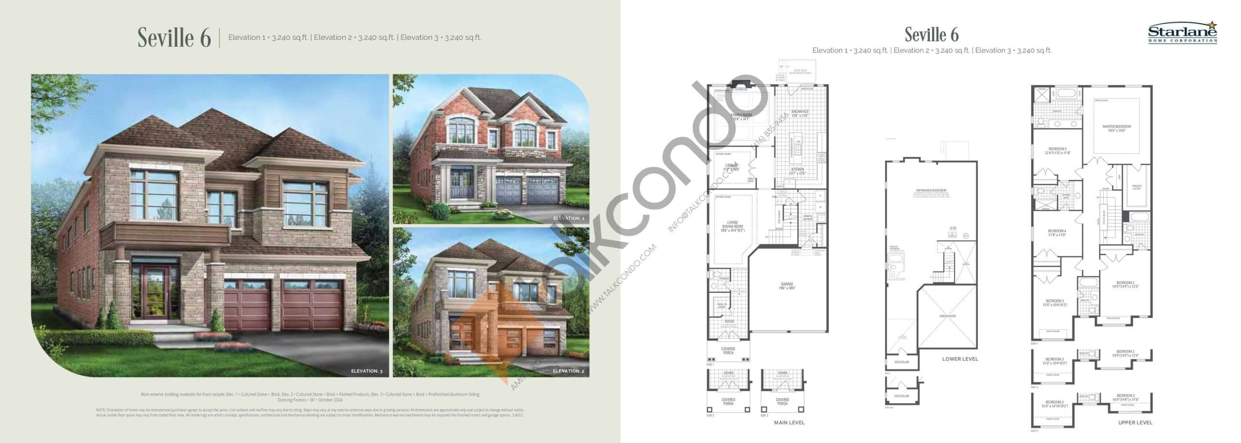 Seville 6 Floor Plan at Bayview Trail by Starlane Home Corporation - 3240 sq.ft