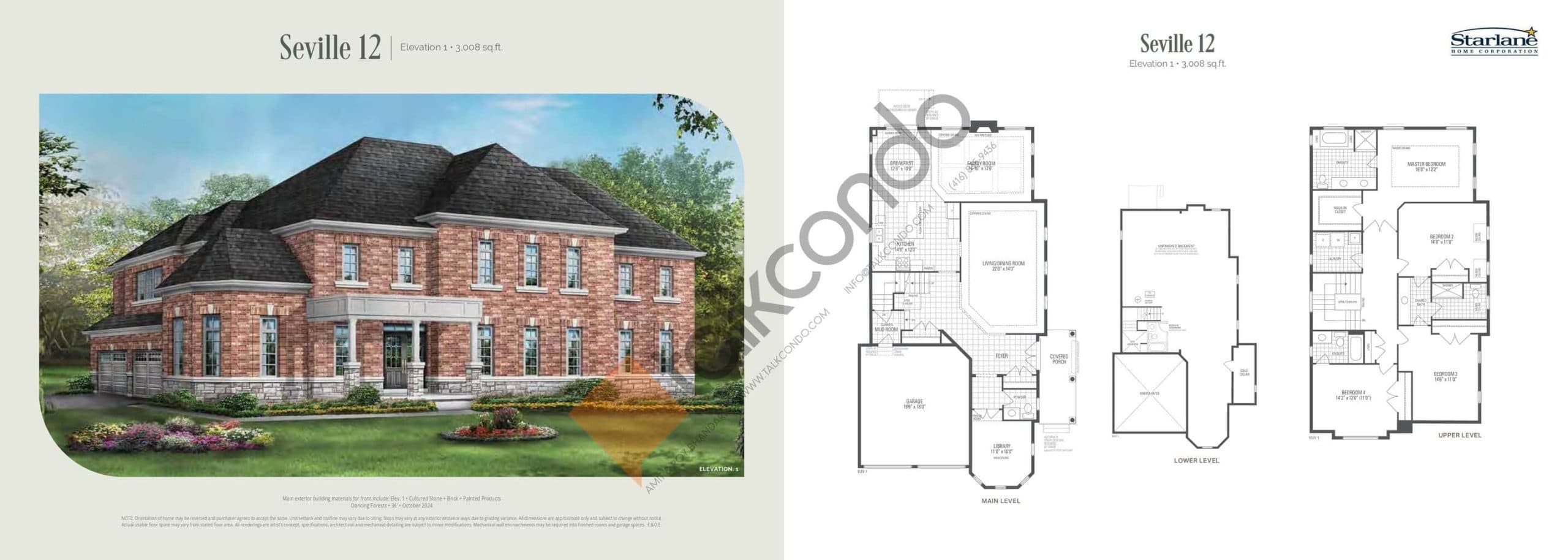 Seville 12 Floor Plan at Bayview Trail by Starlane Home Corporation - 3008 sq.ft