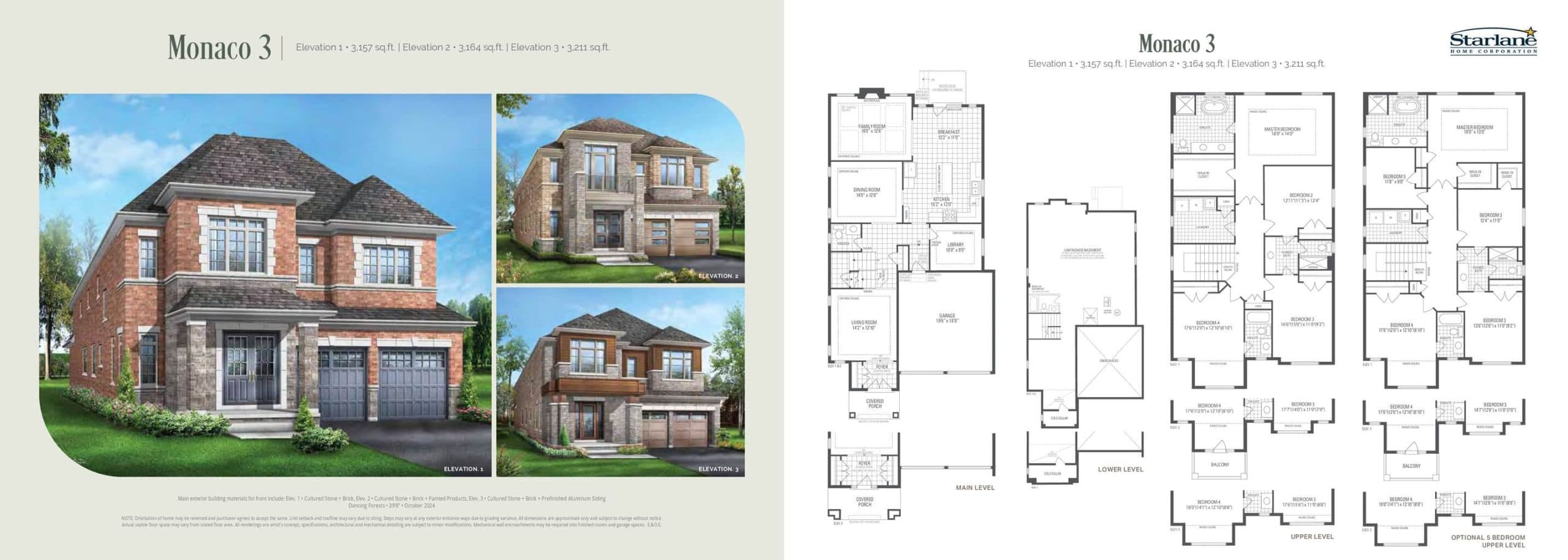 Monaco 3 Floor Plan at Bayview Trail by Starlane Home Corporation - 3157 sq.ft