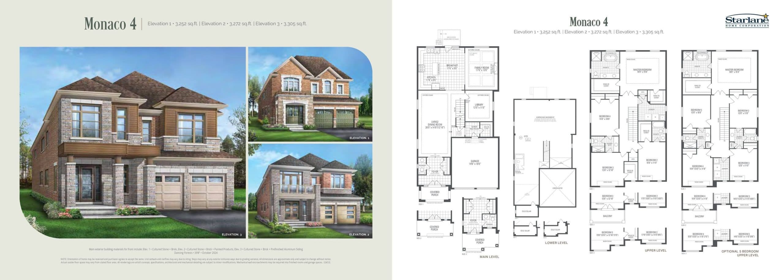 Monaco 4 Floor Plan at Bayview Trail by Starlane Home Corporation - 3252 sq.ft