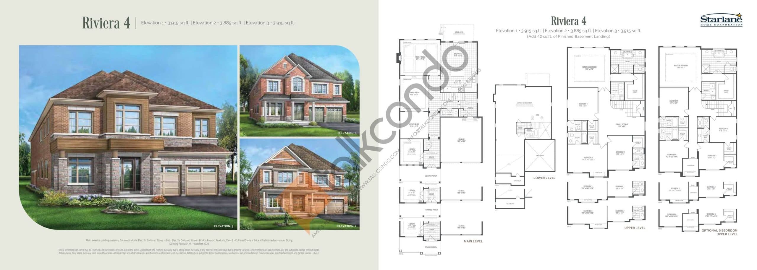 Riviera 4 Floor Plan at Bayview Trail by Starlane Home Corporation - 3915 sq.ft