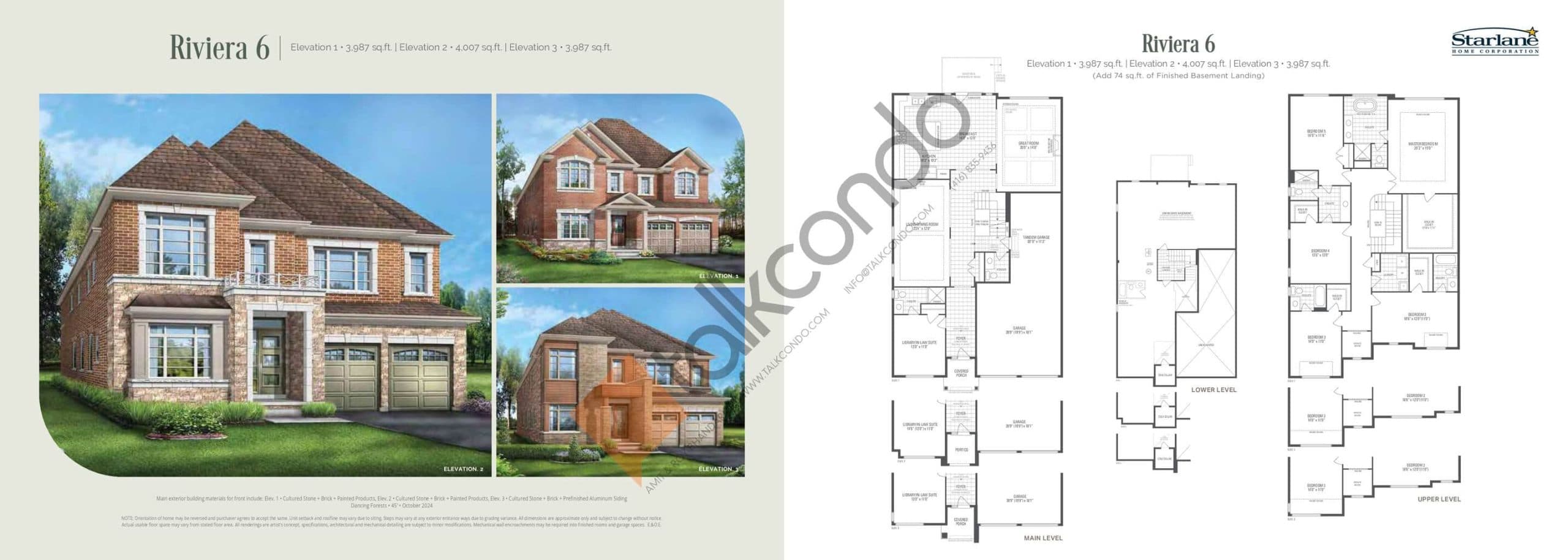 Riviera 6 Floor Plan at Bayview Trail by Starlane Home Corporation - 3987 sq.ft