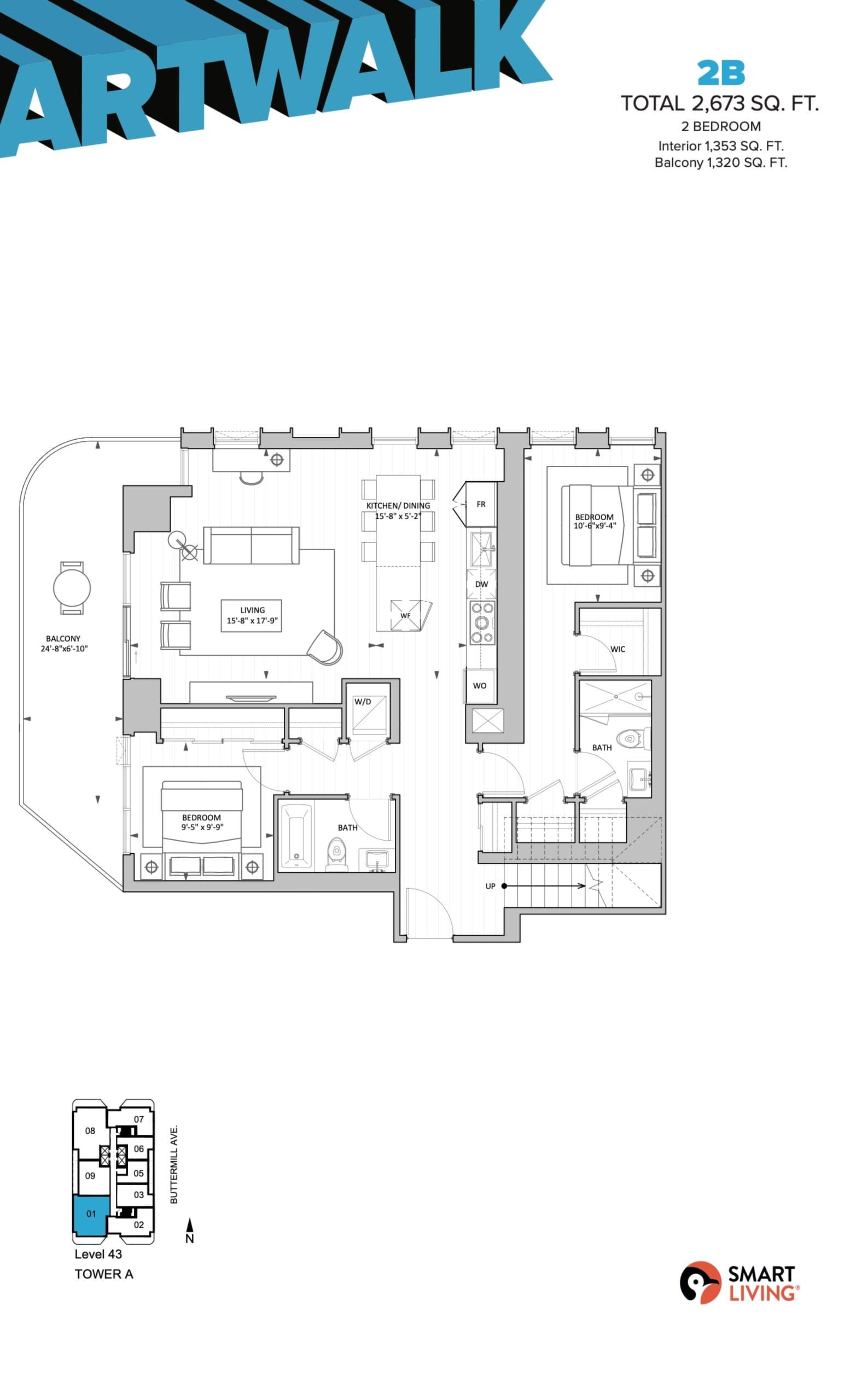 2B (Penthouse) - 1 of 2 Floor Plan at ArtWalk Condos - 1353 sq.ft