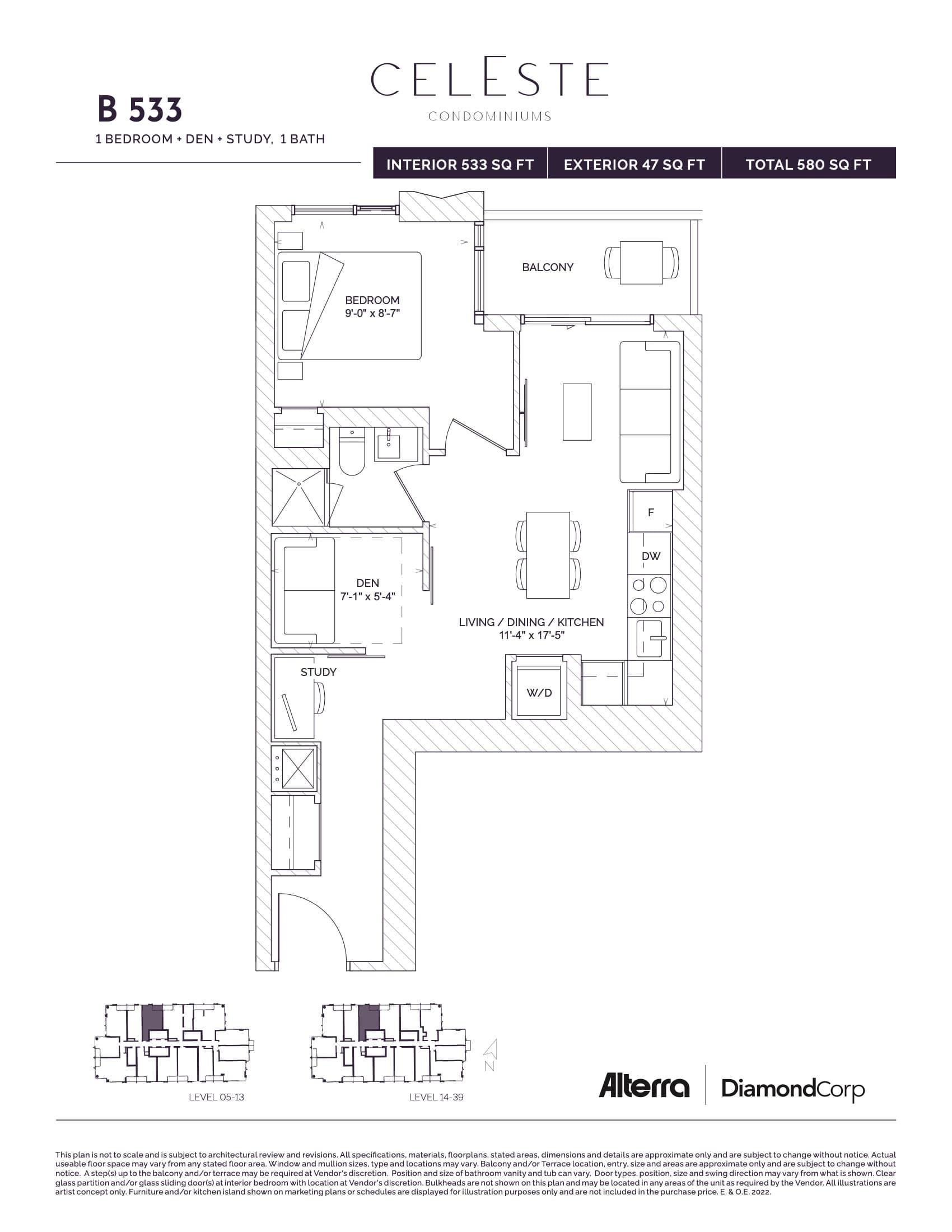 B 533 Floor Plan at Celeste Condos - 533 sq.ft