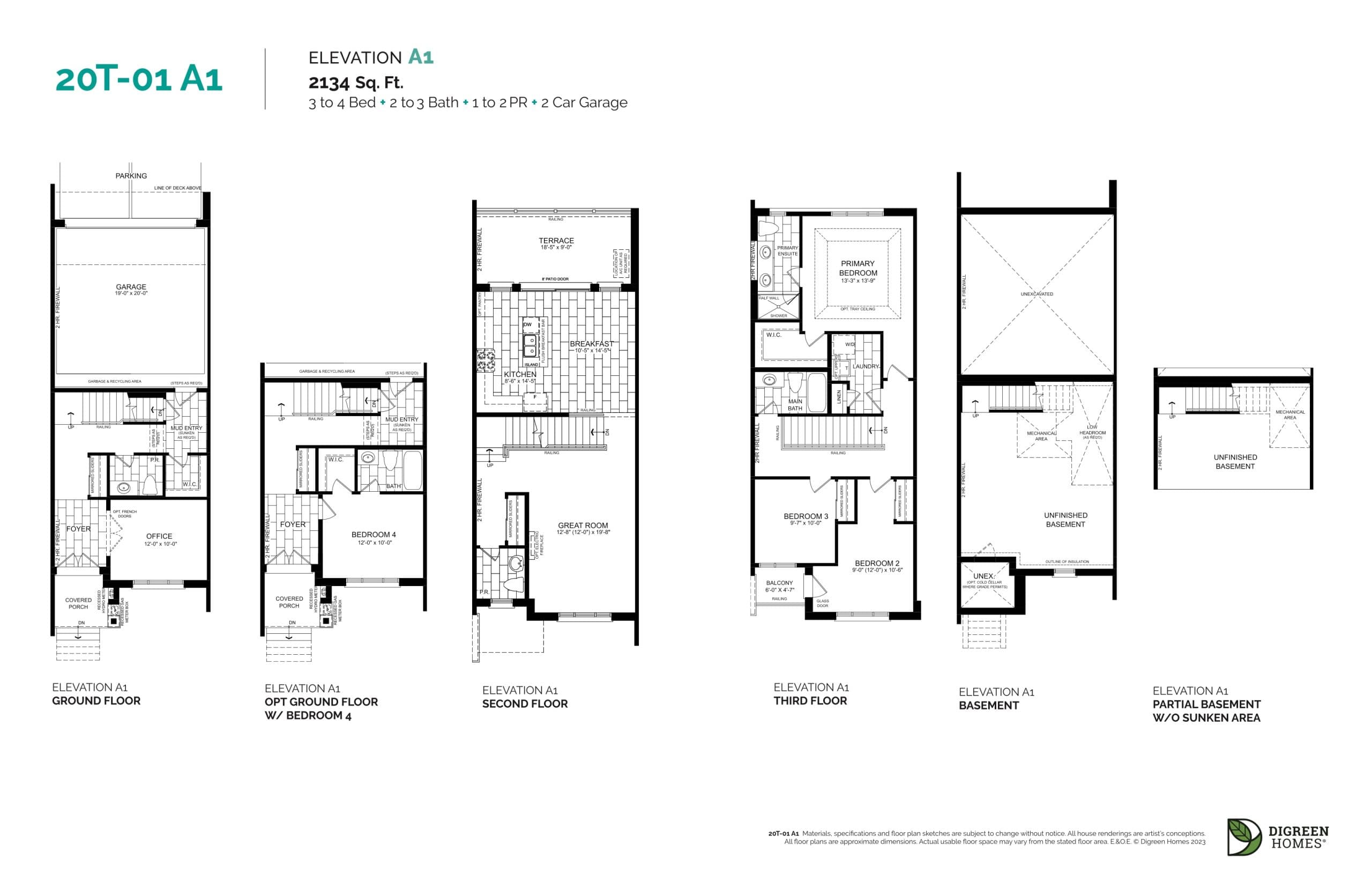 20T-01 A1 Floor Plan at NAVA Oakville Towns Phase 2 - 2134 sq.ft