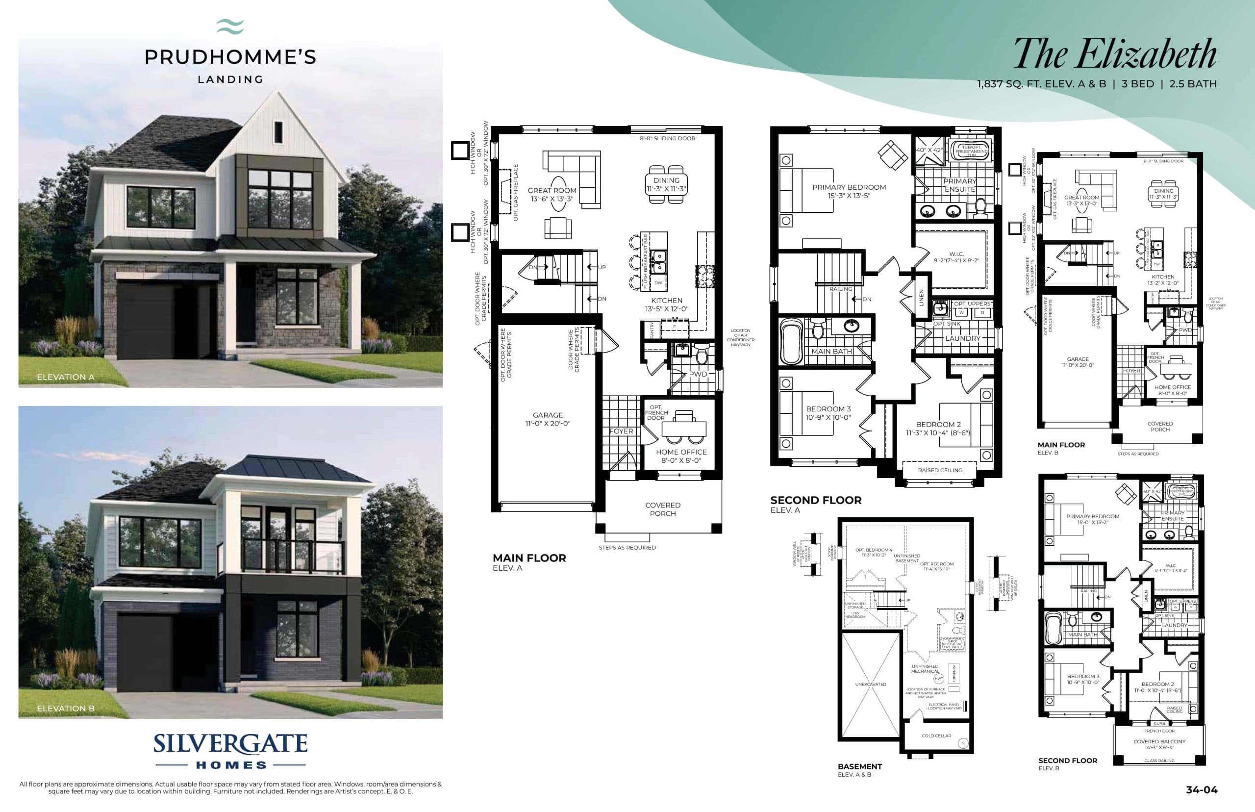 The Elizabeth Floor Plan at Prudhomme's Landing - Single-Family Homes - 1837 sq.ft