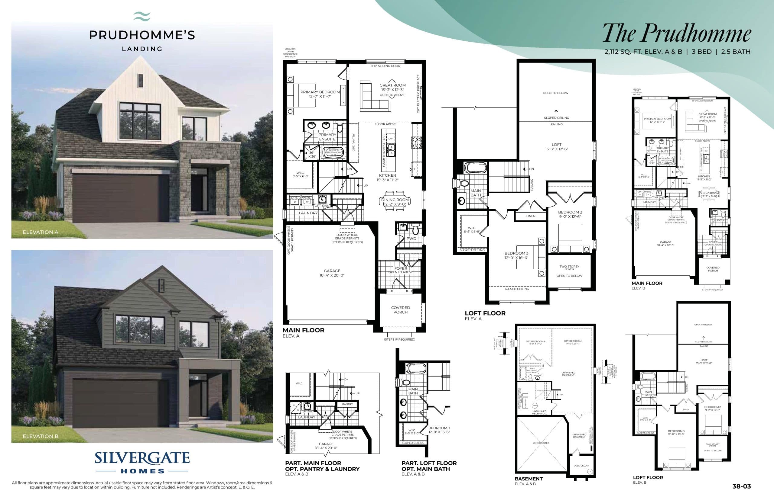 The Prudhomme (with Loft) Floor Plan at Prudhomme's Landing - Single-Family Homes - 2112 sq.ft