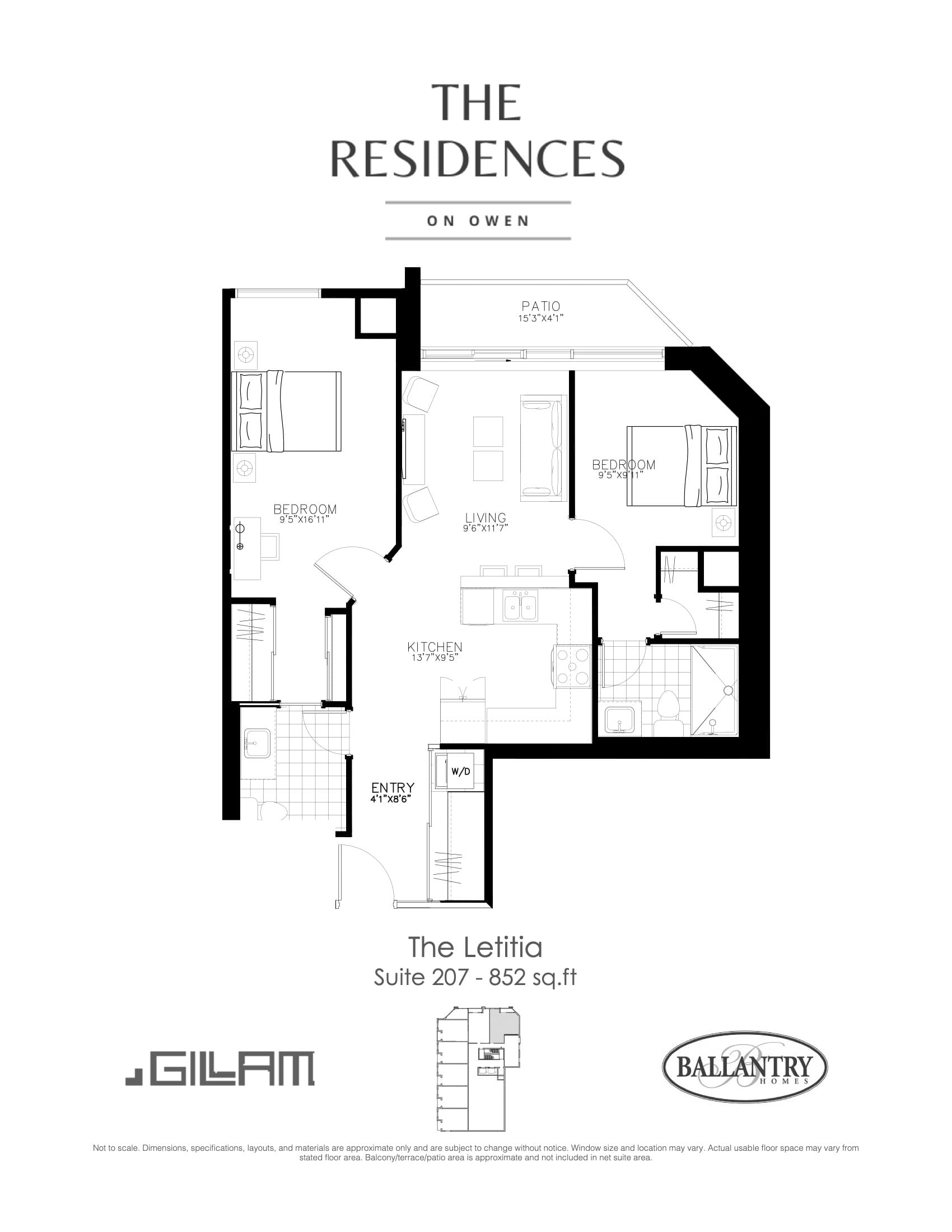 The Letitia - Suite 207 Floor Plan at The Residences on Owen Condos - 852 sq.ft