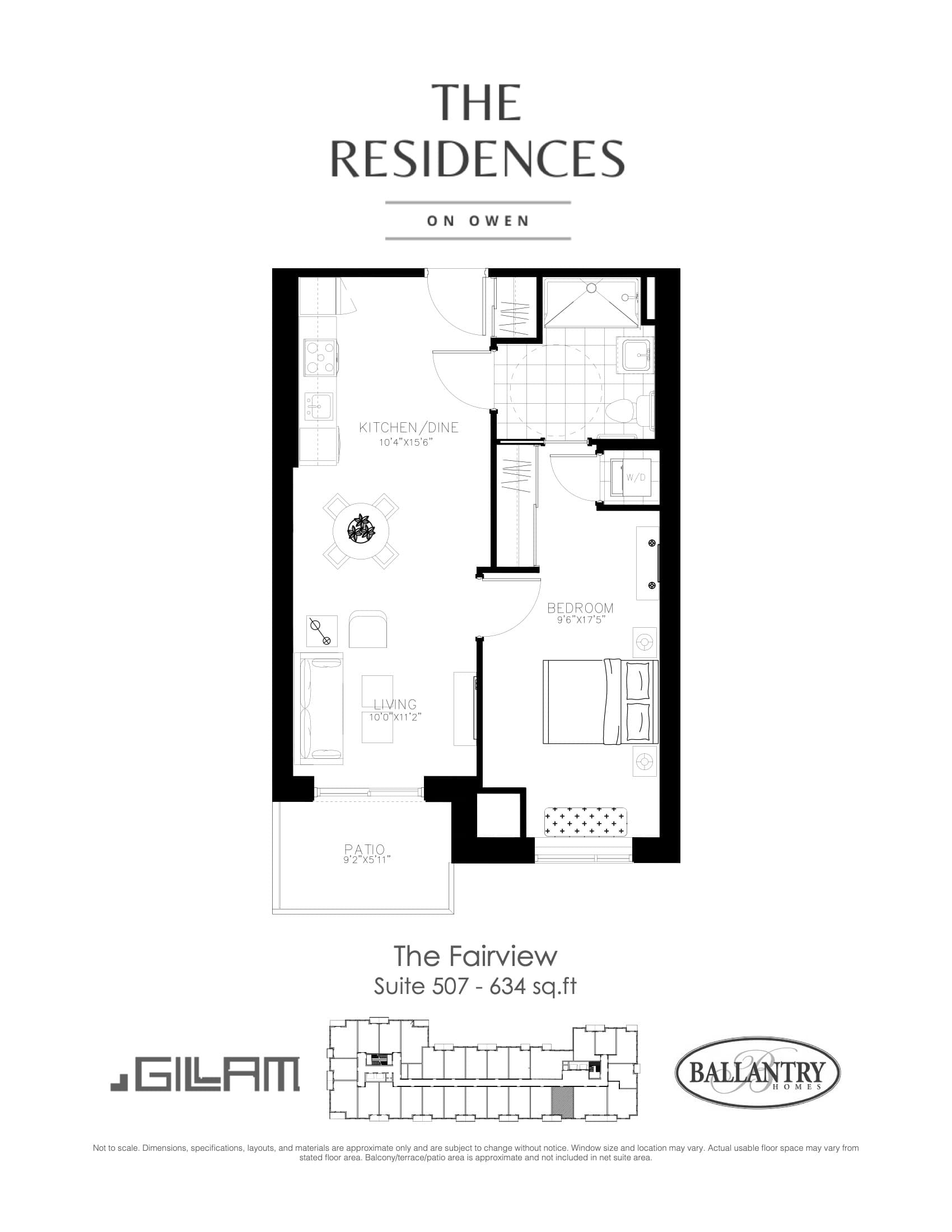 The Fairview - Suite 507 Floor Plan at The Residences on Owen Condos - 634 sq.ft