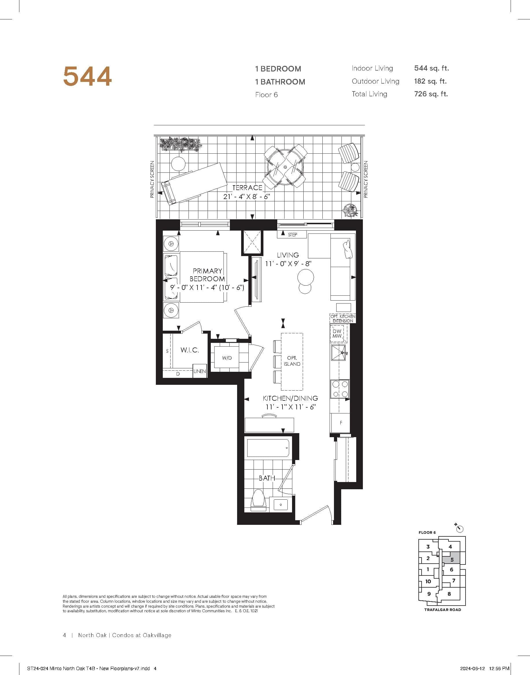 544 Floor Plan at North Oak 2 - Condos at Oakvillage - 544 sq.ft
