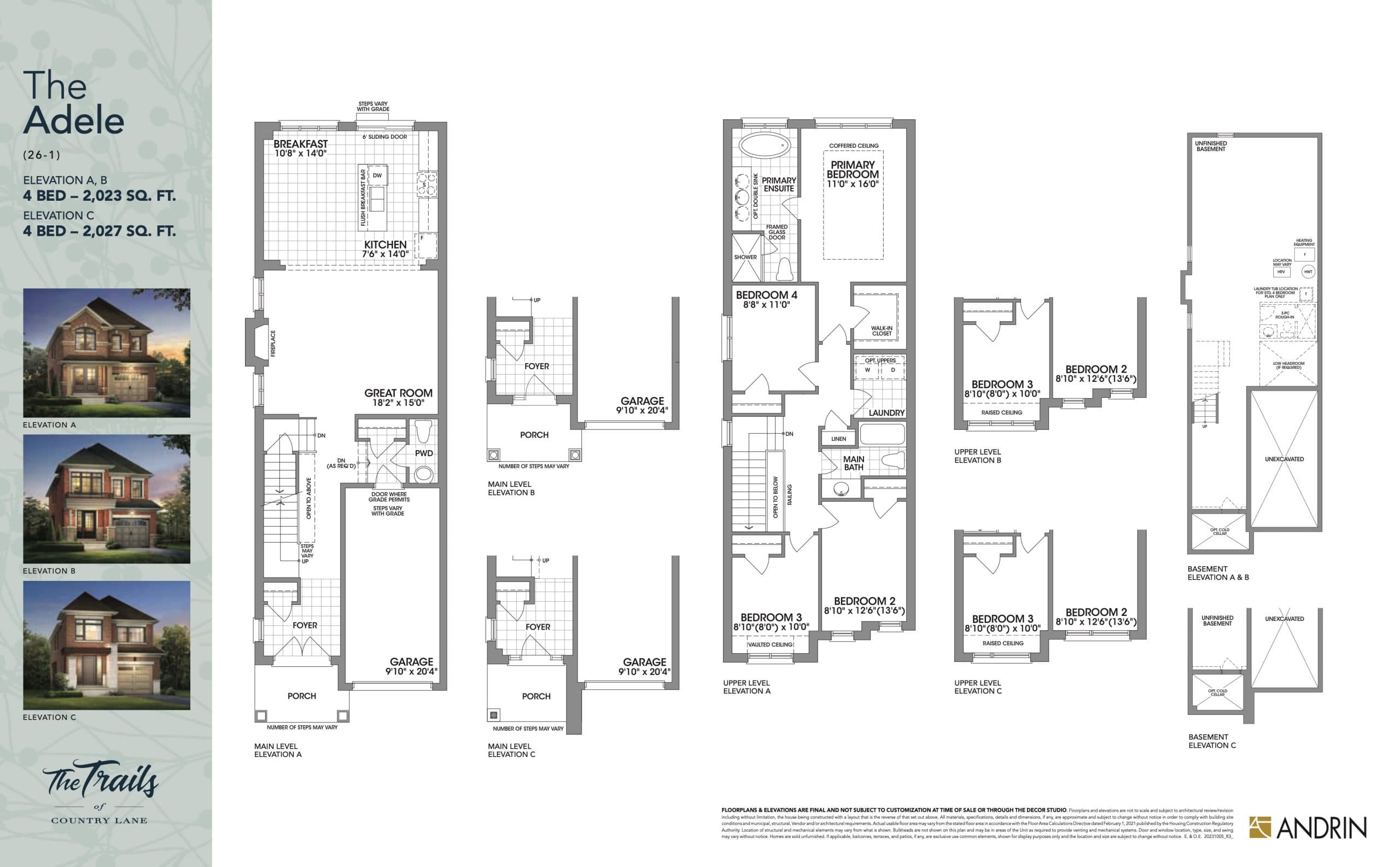 The Adele Floor Plan at The Trails of Country Lane Towns - 2027 sq.ft