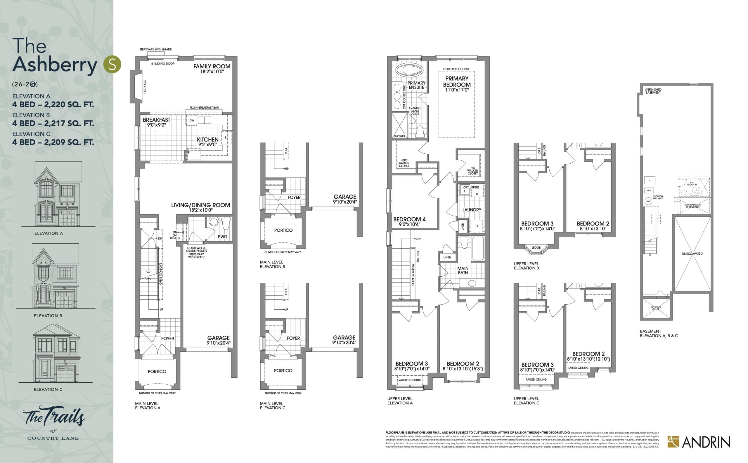 The Ashberry Plus (26-2S) Floor Plan at The Trails of Country Lane Towns - 2929 sq.ft