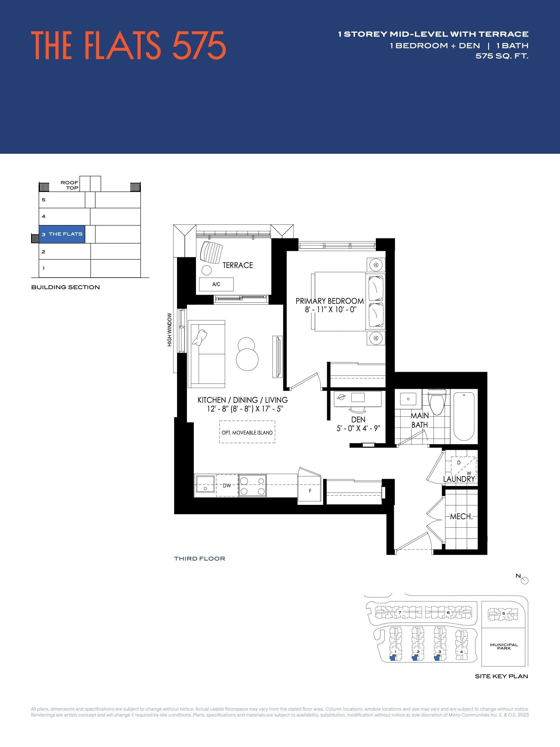 The Flats 575 Floor Plan at Westshore Towns - 575 sq.ft