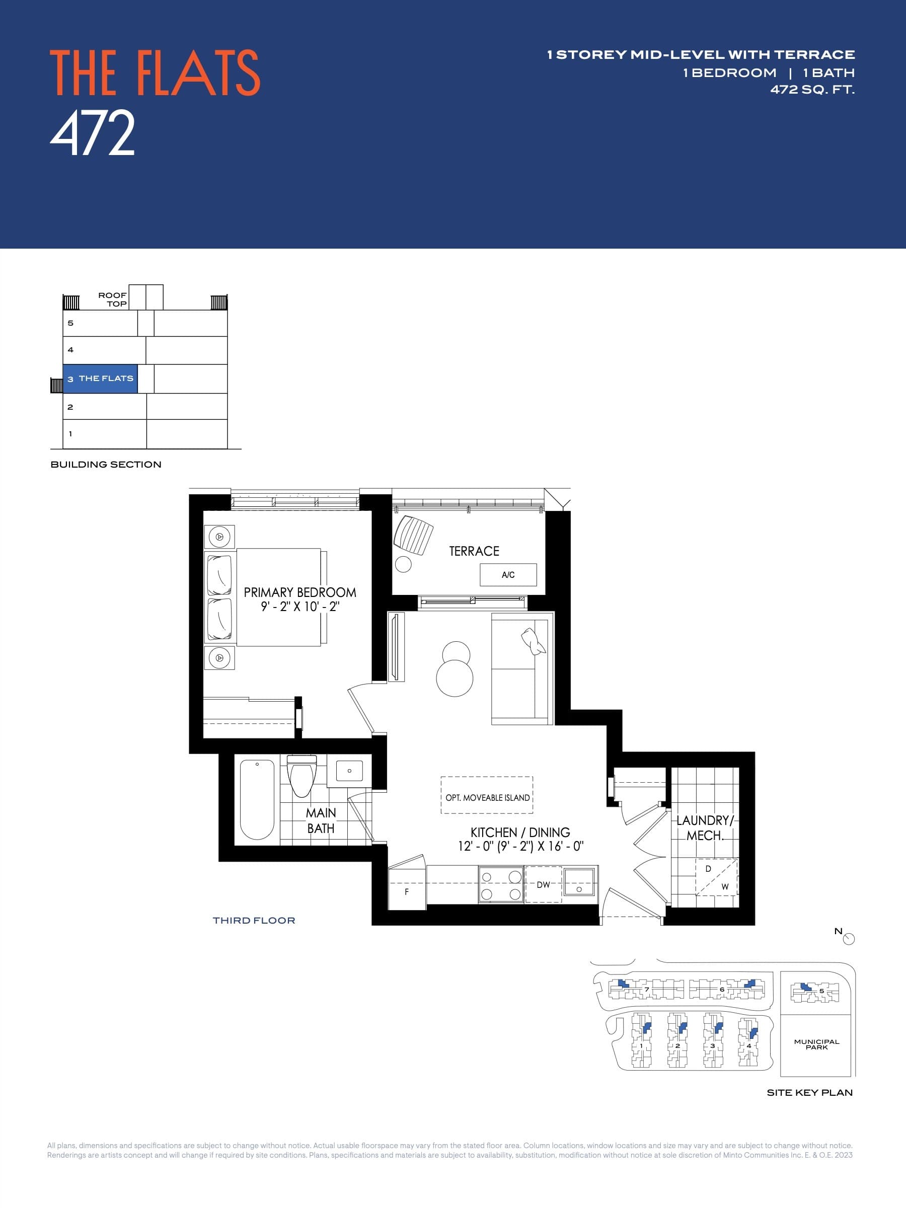 The Flats 472 Floor Plan at Westshore Towns - 472 sq.ft