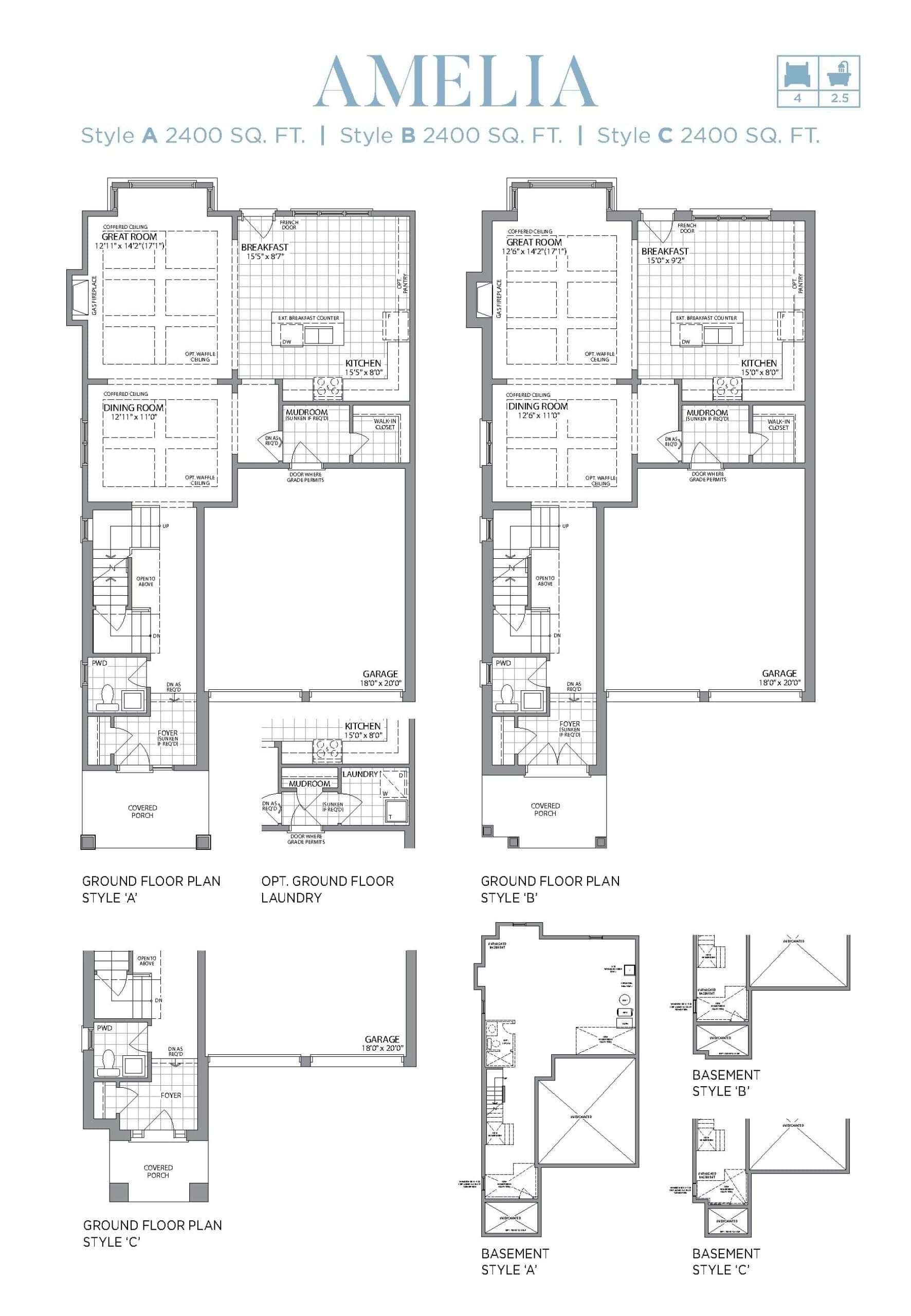 Amelia Floor Plan at Erin Glen by Lakeview Homes - 2400 sq.ft