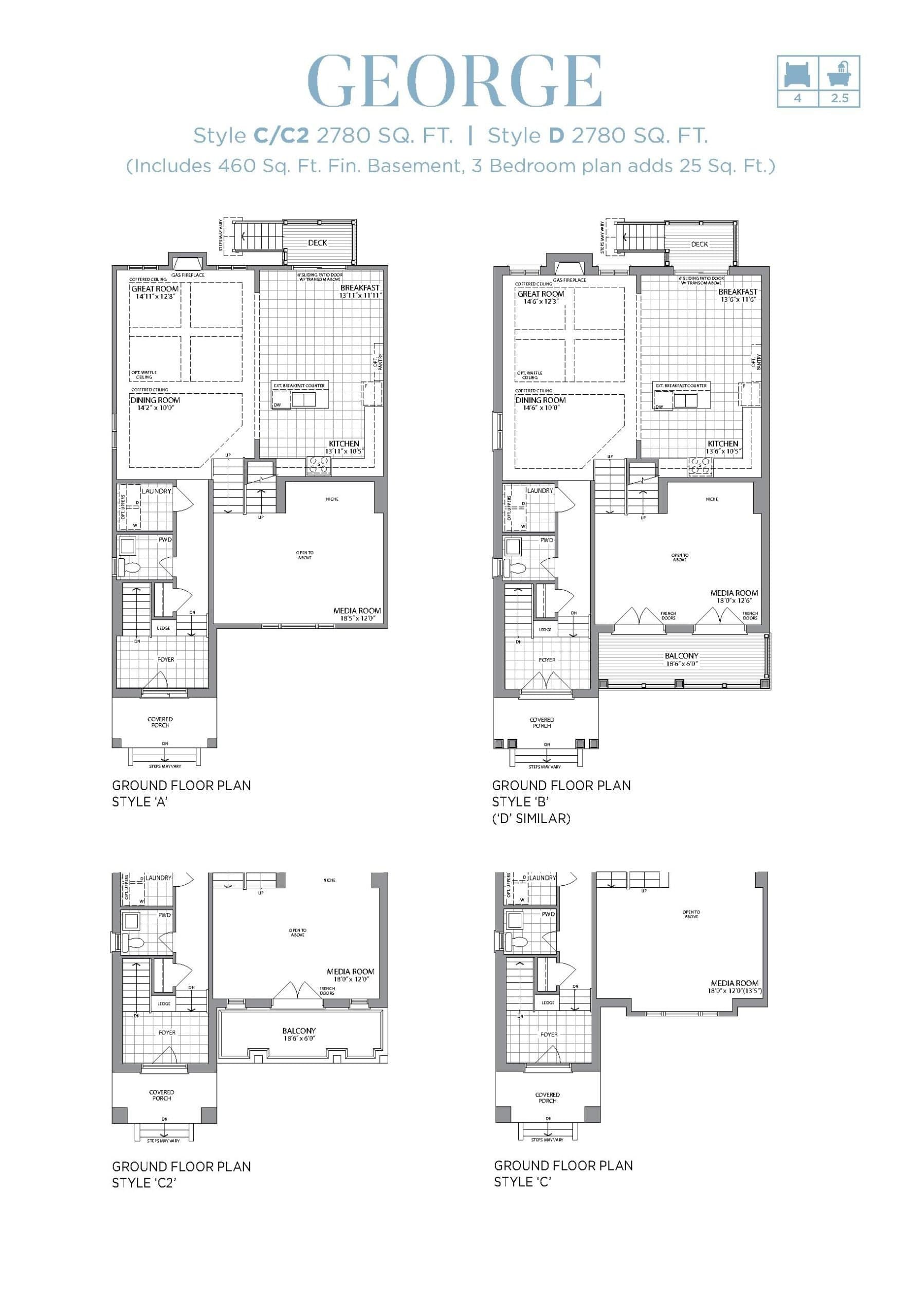 George - Style C/C2/D Floor Plan at Erin Glen by Lakeview Homes - 2780 sq.ft