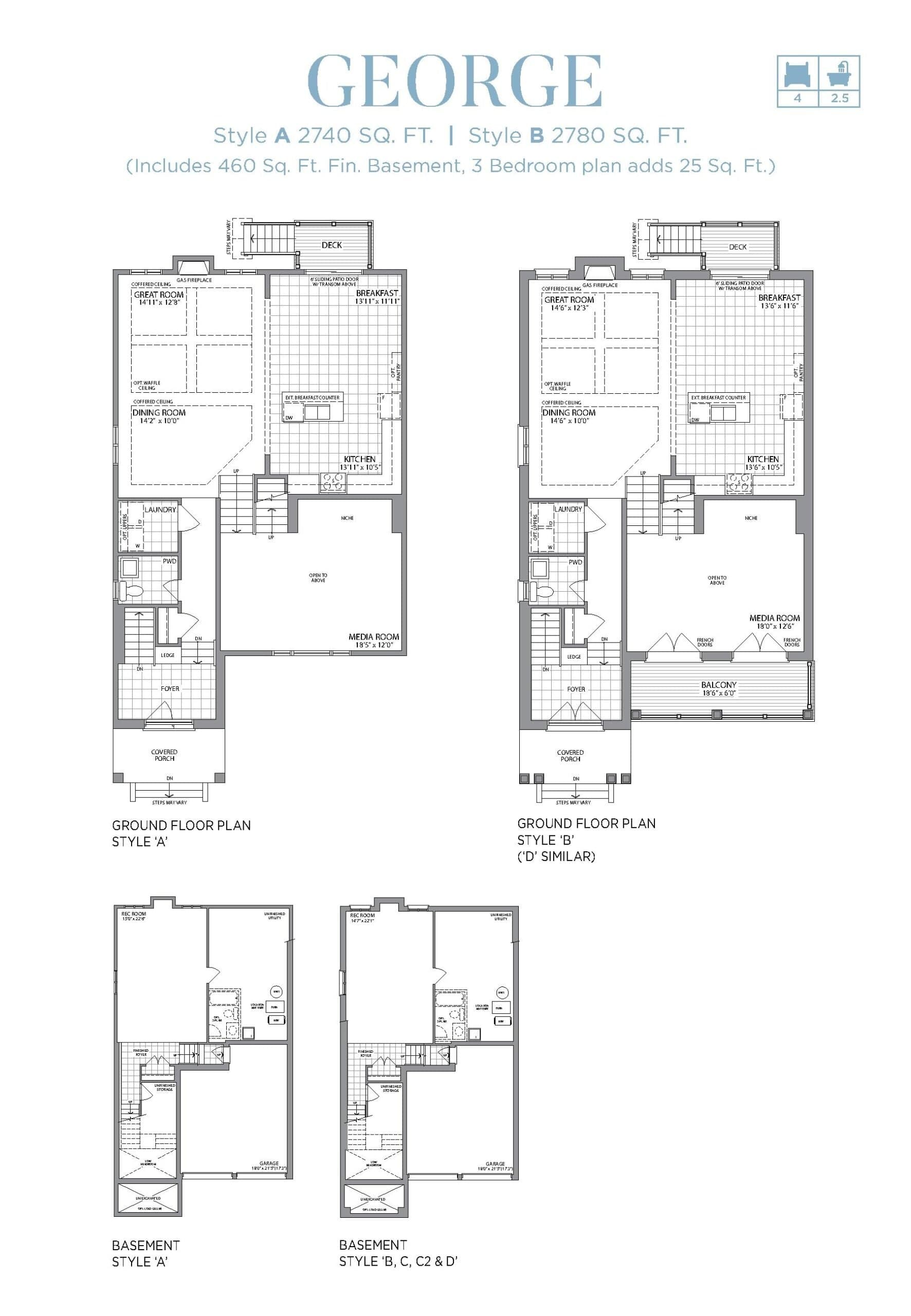George - Style A/B Floor Plan at Erin Glen by Lakeview Homes - 2780 sq.ft