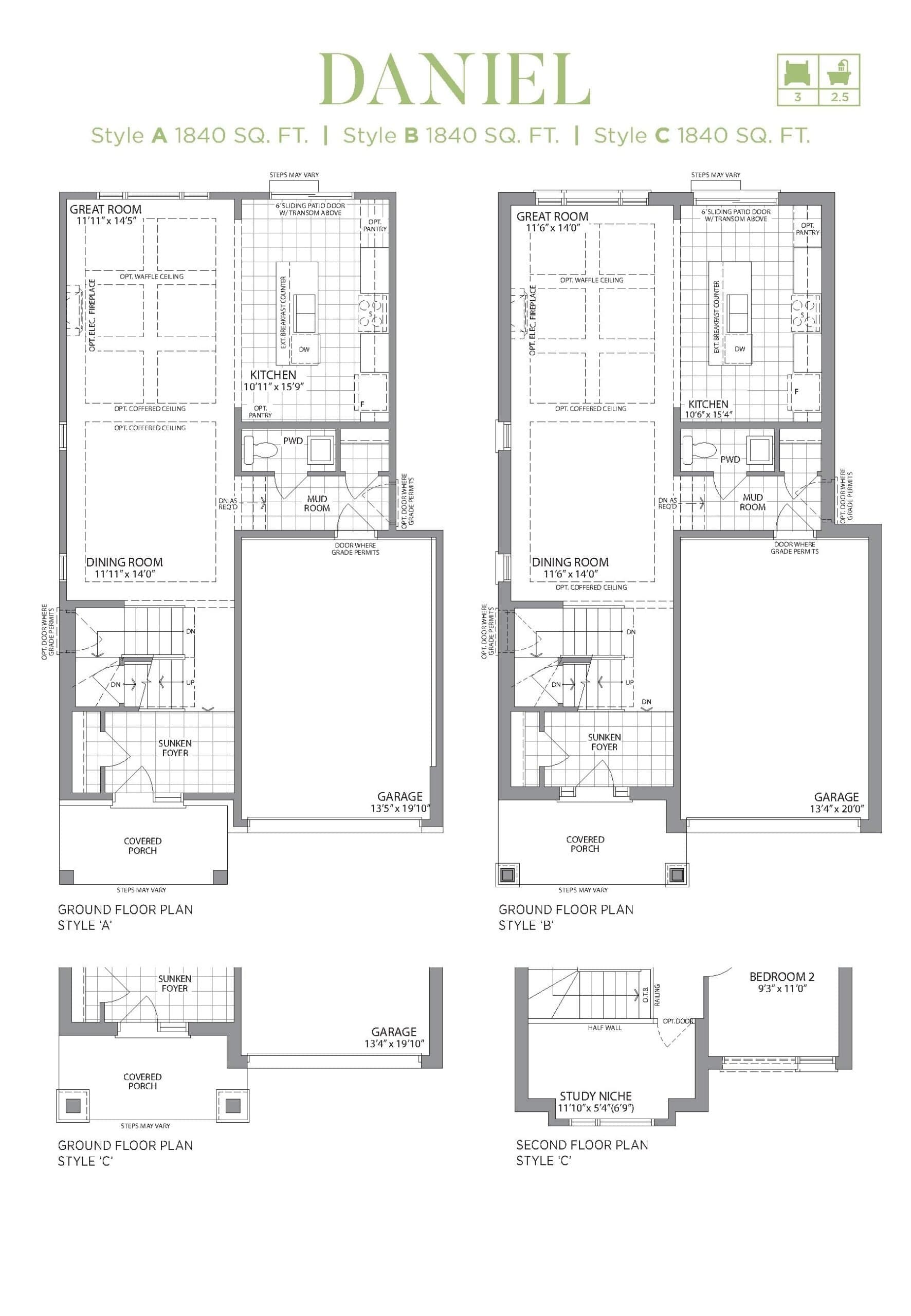 Daniel Floor Plan at Erin Glen by Lakeview Homes - 1840 sq.ft