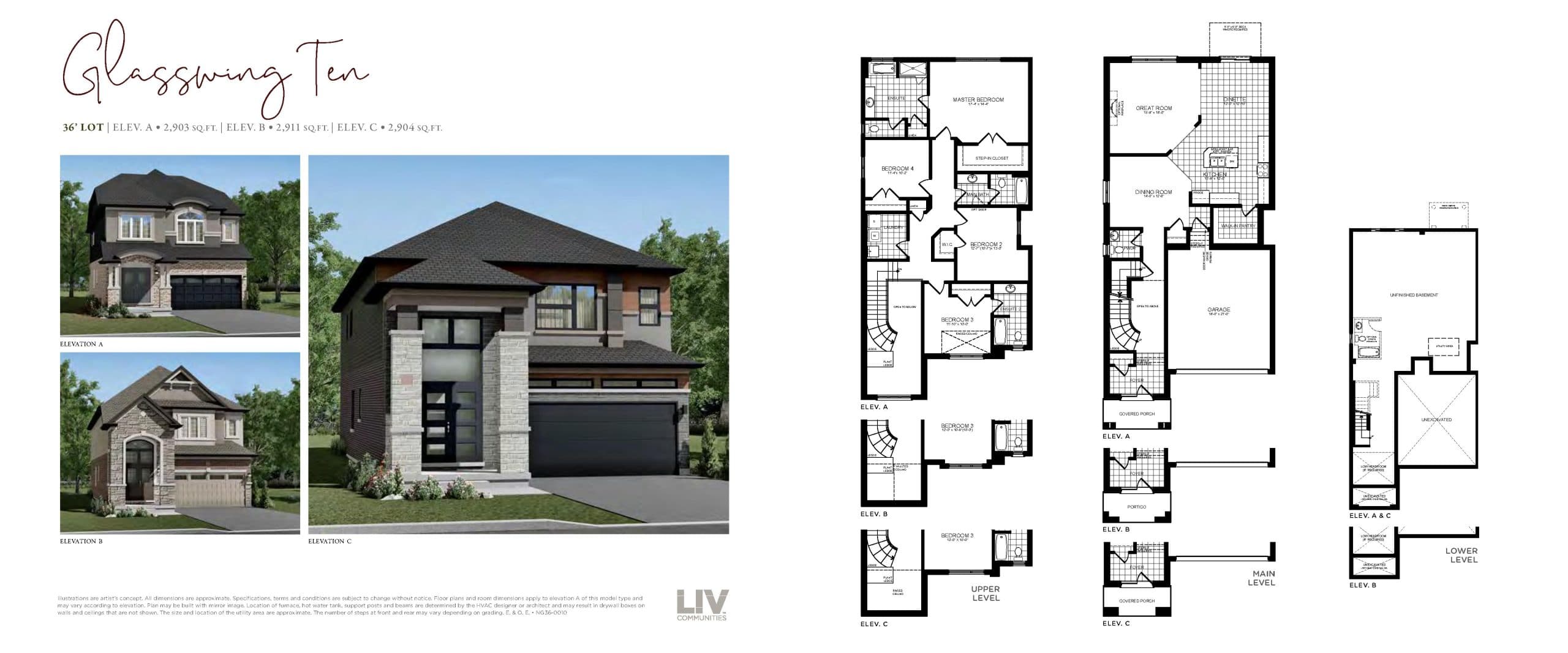 Glasswing Ten Elev B Floor Plan at Nature’s Grand Towns - 2911 sq.ft