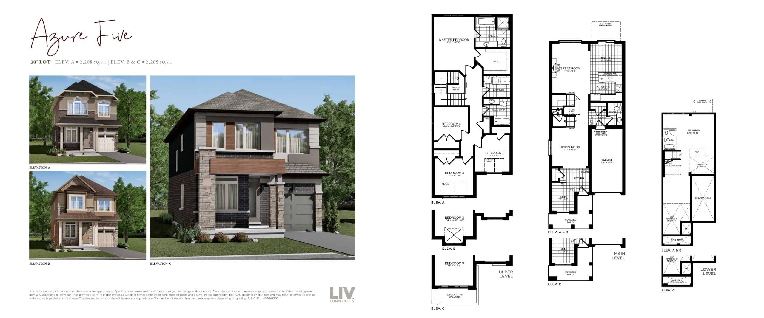 Azure Five Elev C Floor Plan at Nature’s Grand Towns - 2205 sq.ft