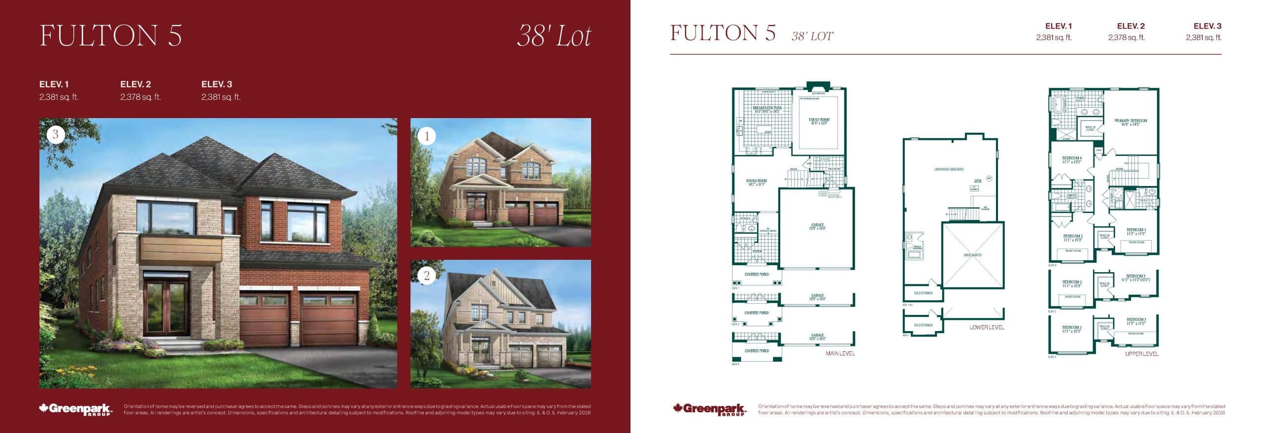 Fulton 5 Floor Plan at Novella by Greenpark Group - 2381 sq.ft