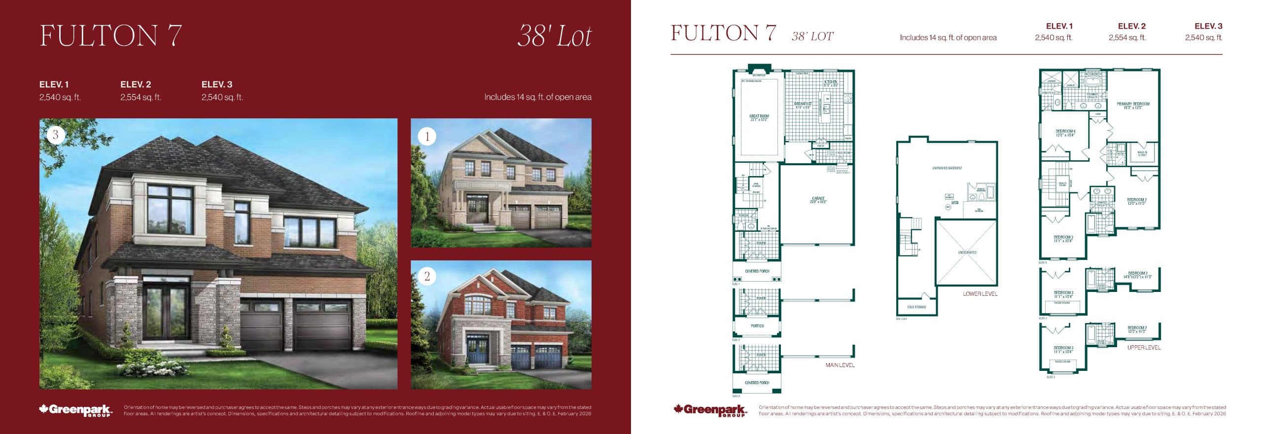 Fulton 7 Floor Plan at Novella by Greenpark Group - 2540 sq.ft