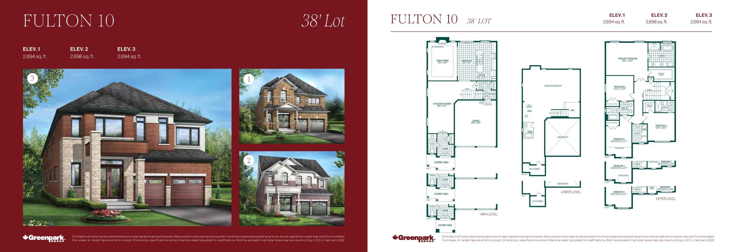 Fulton 10 Floor Plan at Novella by Greenpark Group - 2694 sq.ft