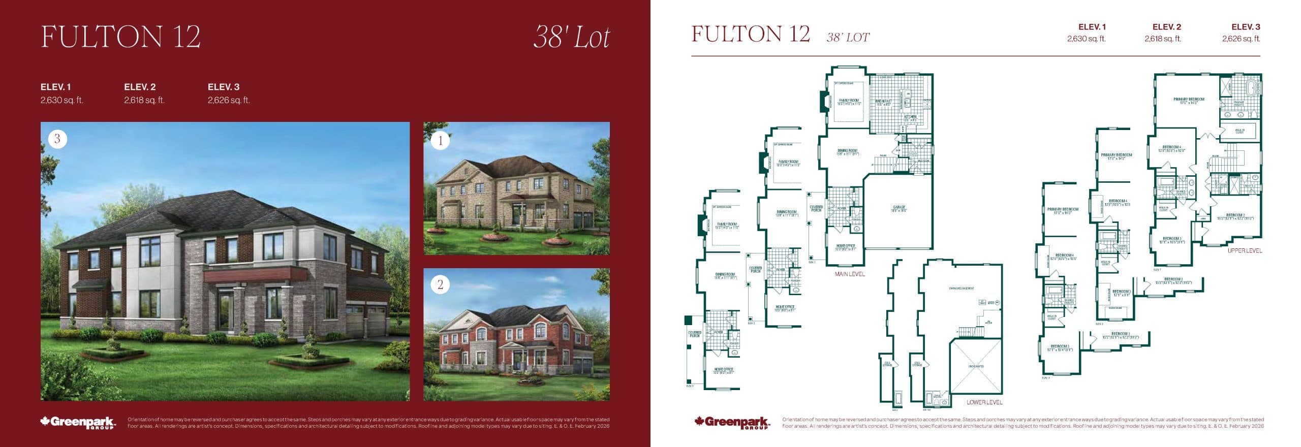 Fulton 12 Floor Plan at Novella by Greenpark Group - 2630 sq.ft