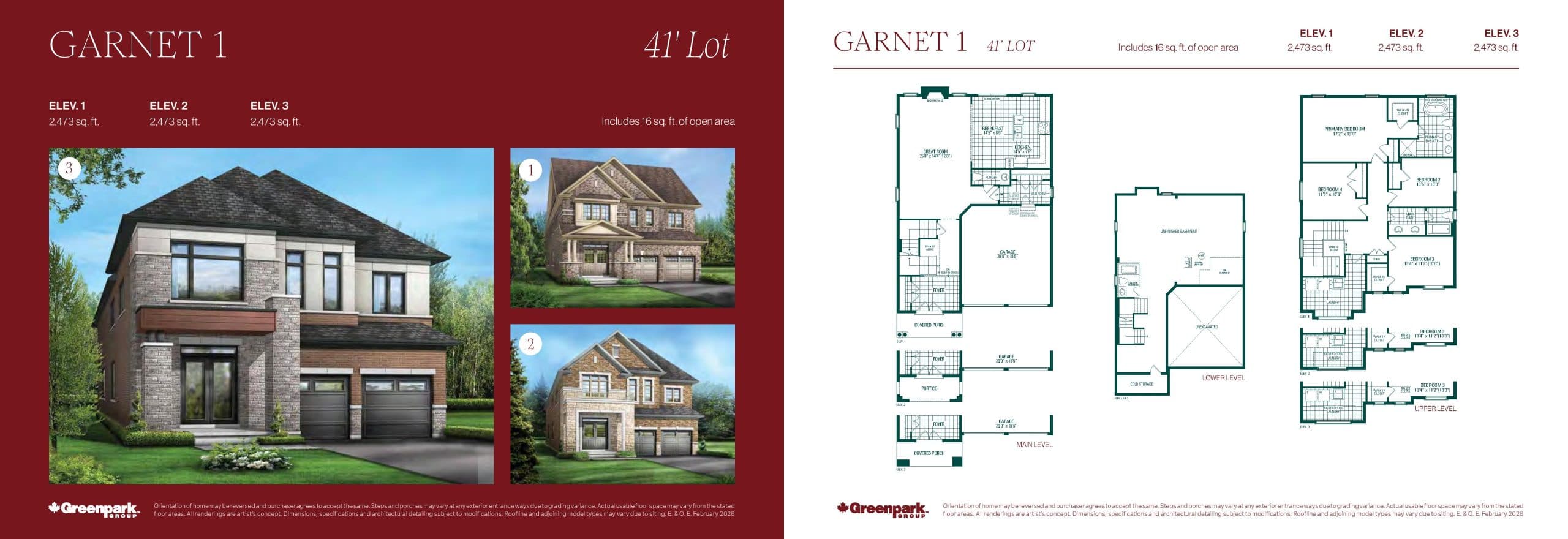Garnet 1 Floor Plan at Novella by Greenpark Group - 2473 sq.ft