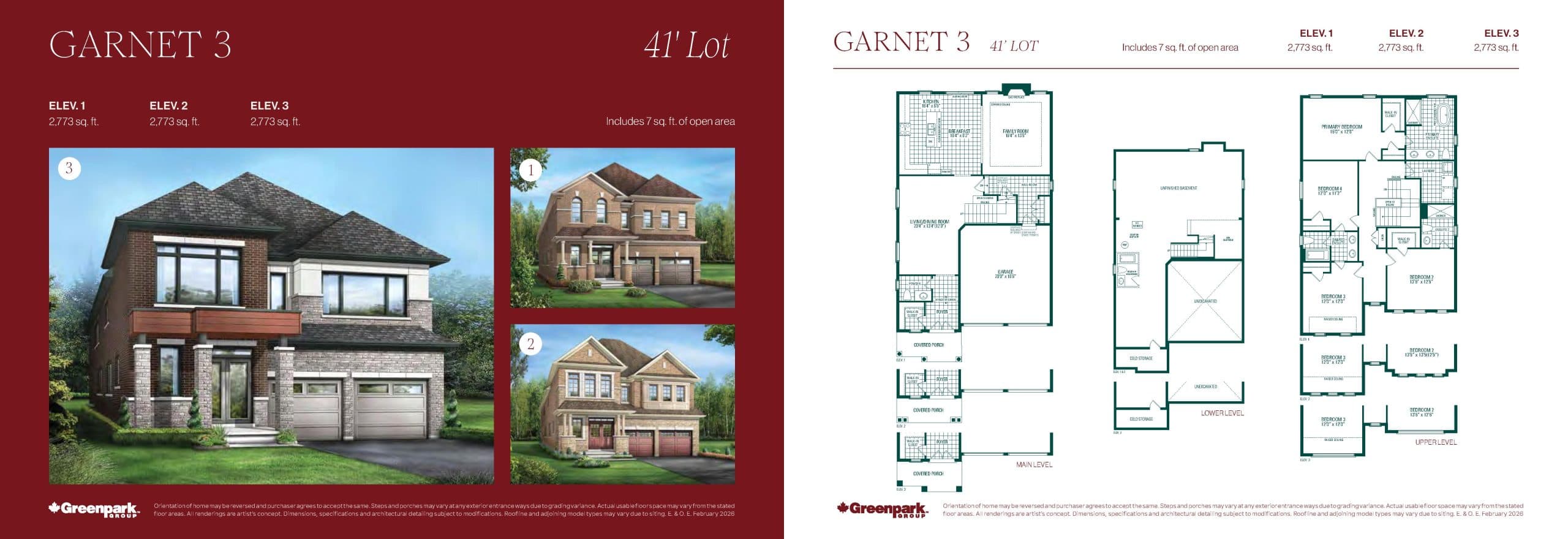 Garnet 3 Floor Plan at Novella by Greenpark Group - 2773 sq.ft