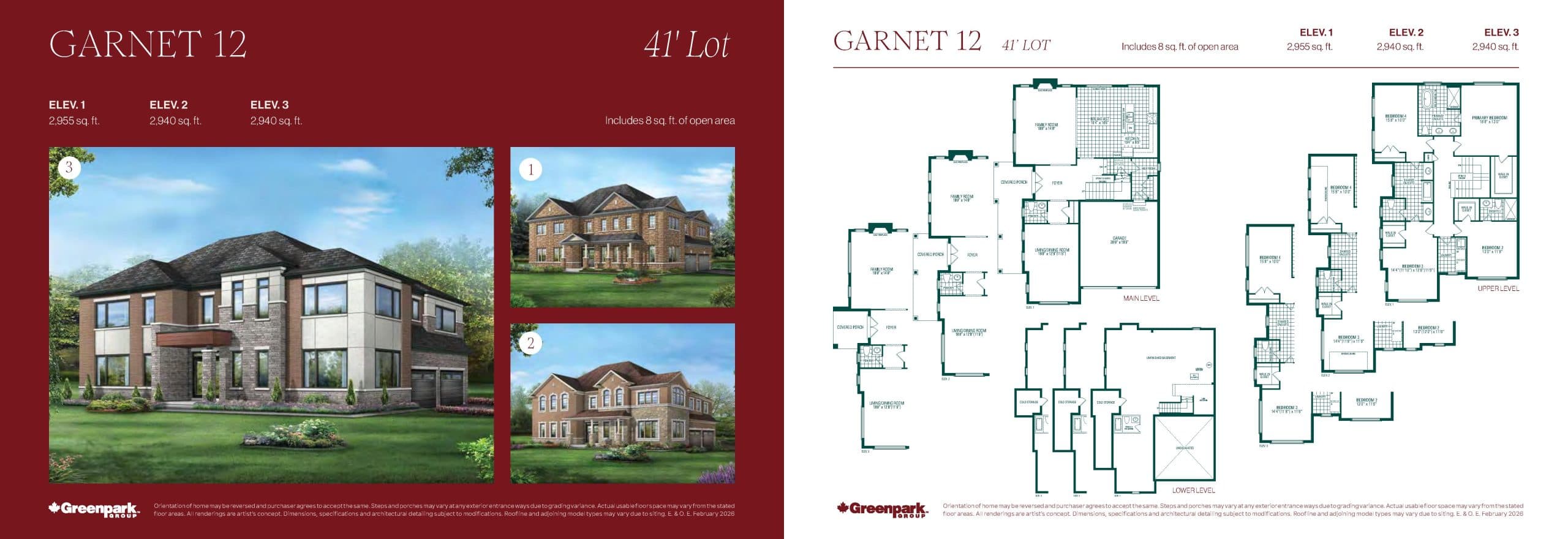 Garnet 12 Floor Plan at Novella by Greenpark Group - 2955 sq.ft