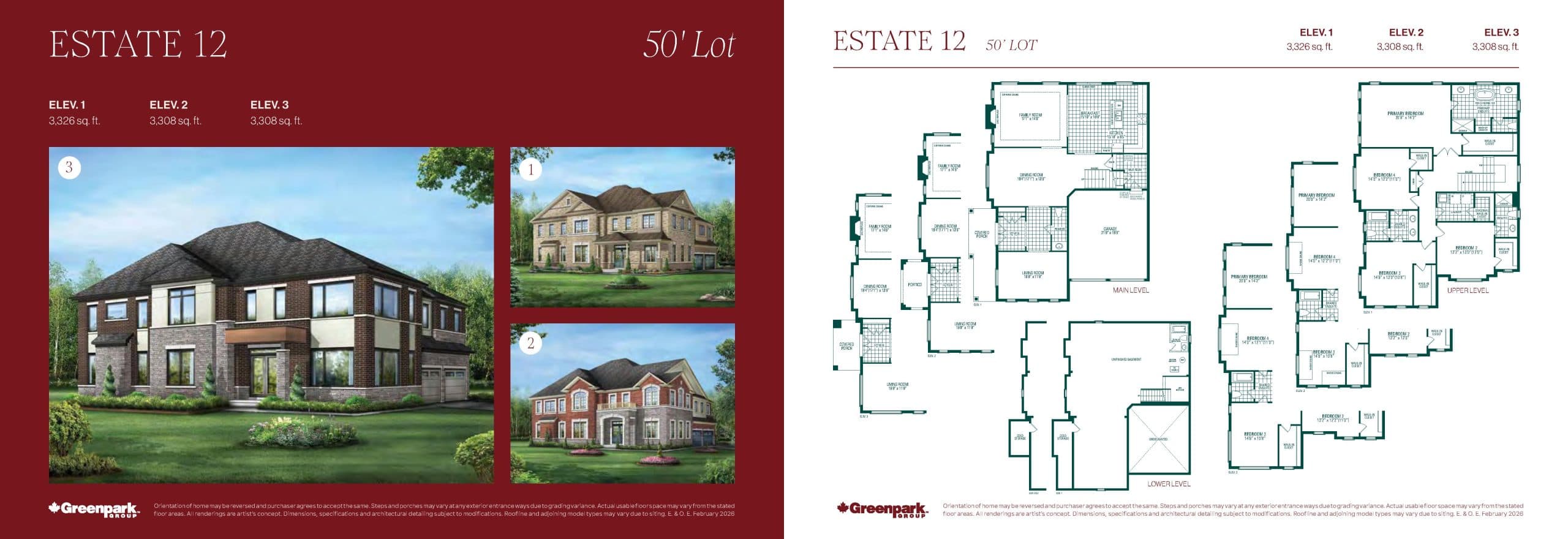 Estate 12 Floor Plan at Novella by Greenpark Group - 3326 sq.ft