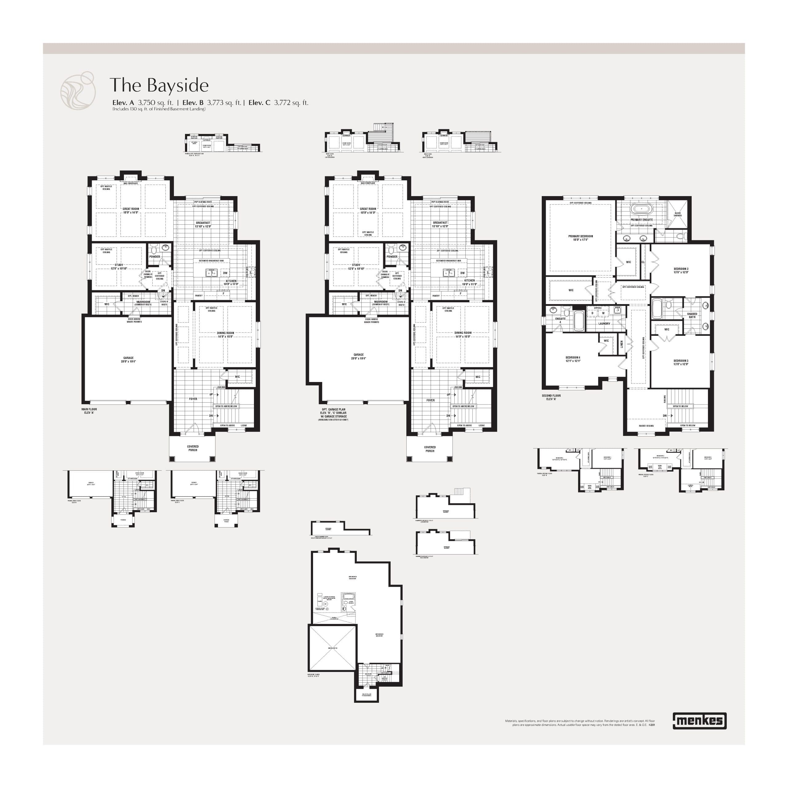The Bayside Floor Plan at South Lake Residences - 3773 sq.ft
