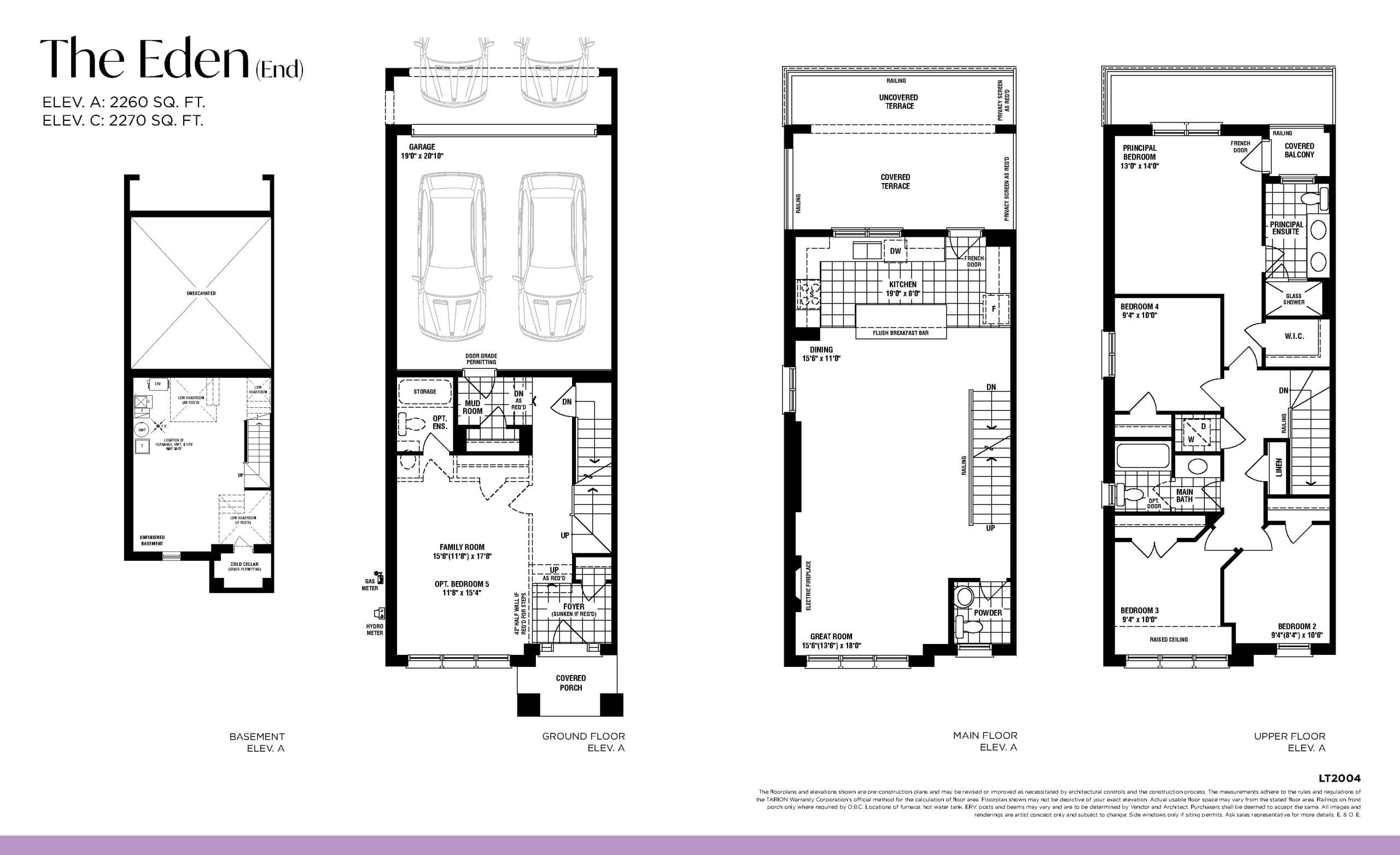 The Eden (End) Floor Plan at Unionglen by Arista Homes - 2260 sq.ft