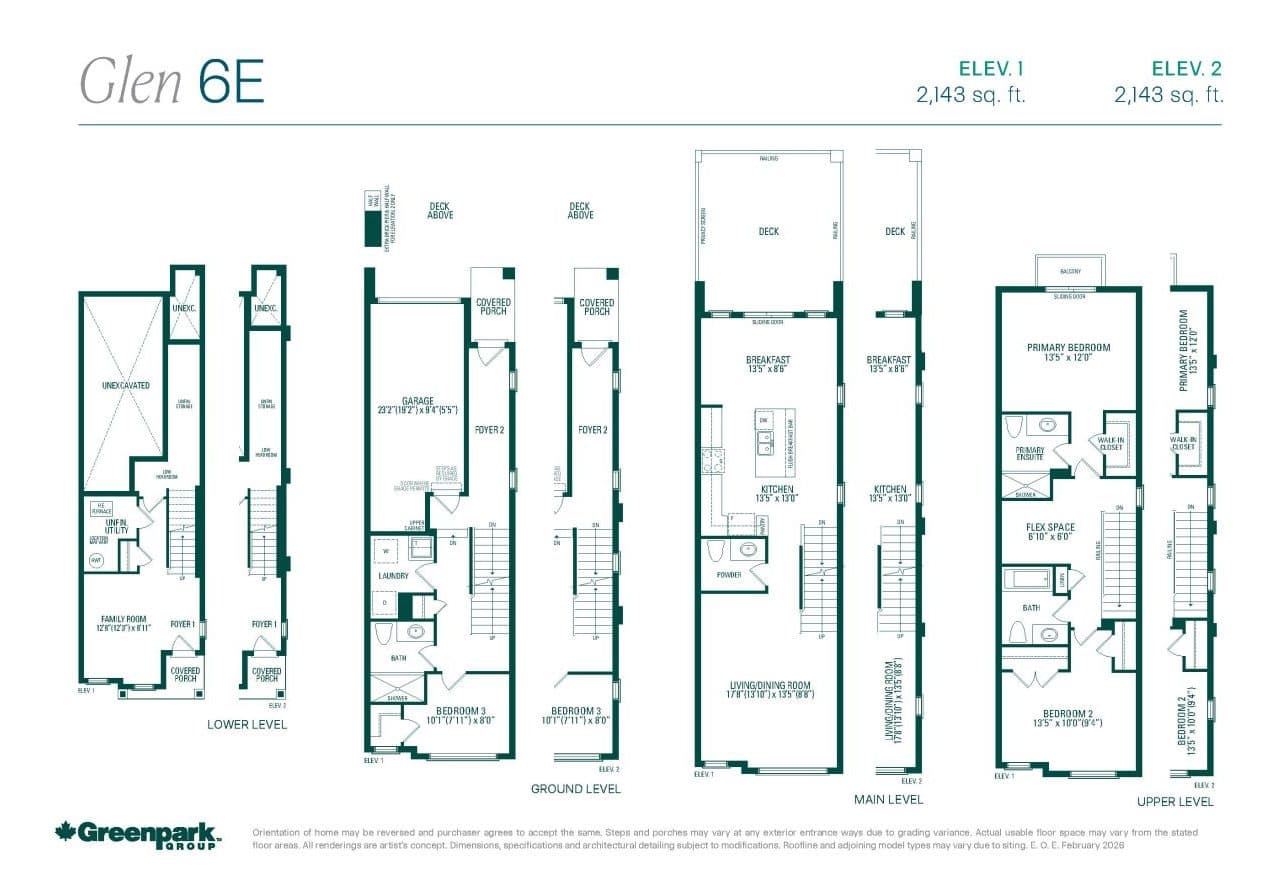 Glen 6E Floor Plan at Unionglen by Greenpark Group - 2143 sq.ft