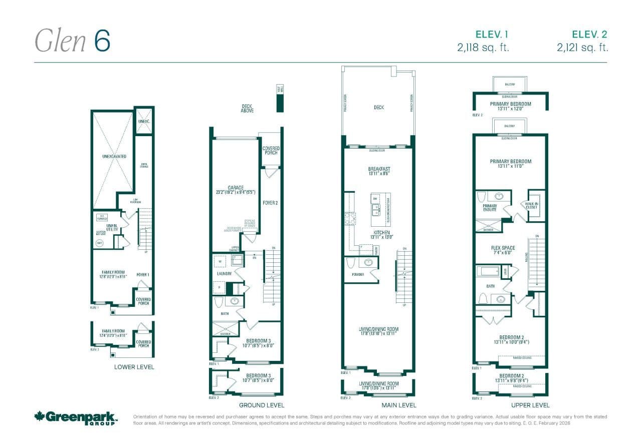 Glen 6 Floor Plan at Unionglen by Greenpark Group - 2118 sq.ft