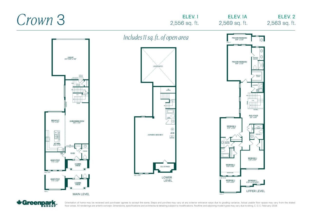 Crown 3 Floor Plan at Unionglen by Greenpark Group - 2556 sq.ft