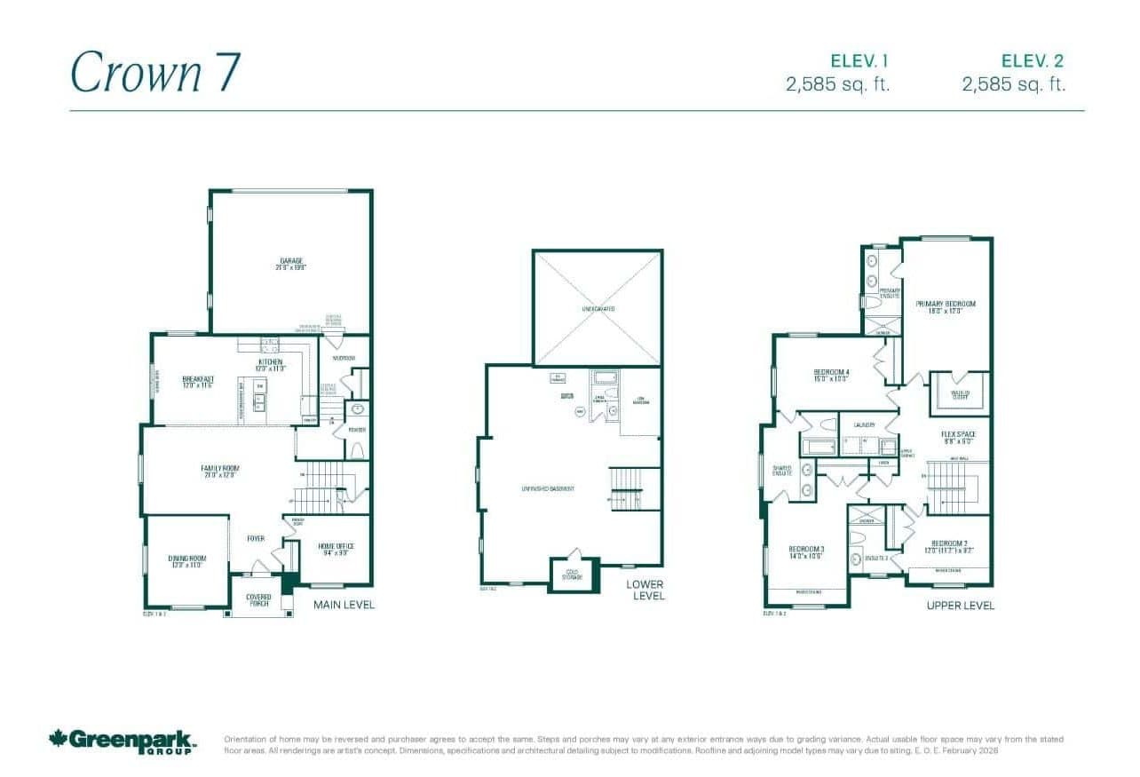Crown 7 Floor Plan at Unionglen by Greenpark Group - 2585 sq.ft